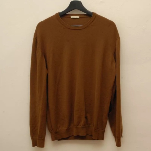 Connolly England Mustard Brown crewneck 100% Merino Wool Sweater 54 Size Large L - Picture 1 of 12